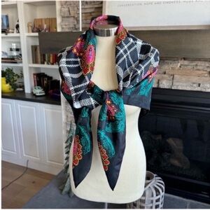 Diane Von Furstenberg Black and Multicolor Scarf